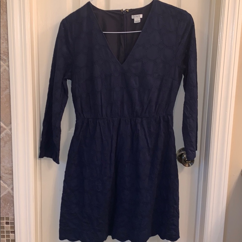 J Crew Navy 3/4 Sleeve Dress- Size 8